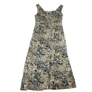 Robbie Bee Floral Print Midi Dress - Green and Cream